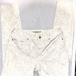 Chico's Cream Tonal Paisley Girlfriend Pants